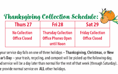 Thanksgiving Updates: Collection Schedule and Cooking Oil Recycling