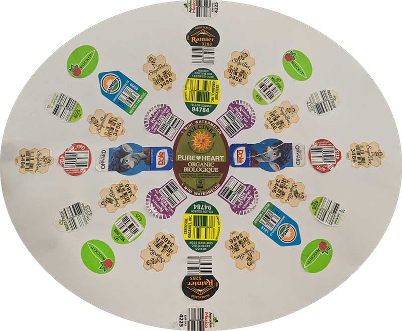 product stickers in a pattern