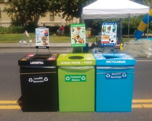 trash and recycling containers