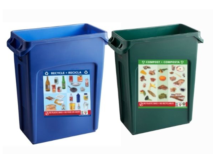 blue bin and green bin