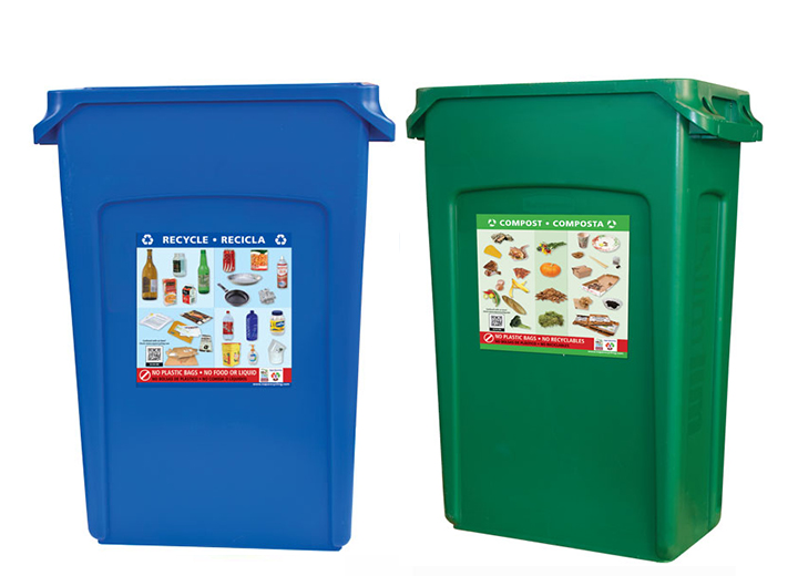 blue bin and green bin
