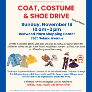 America Recycles Day Coat, Costume and Shoe Drive Event Flier
